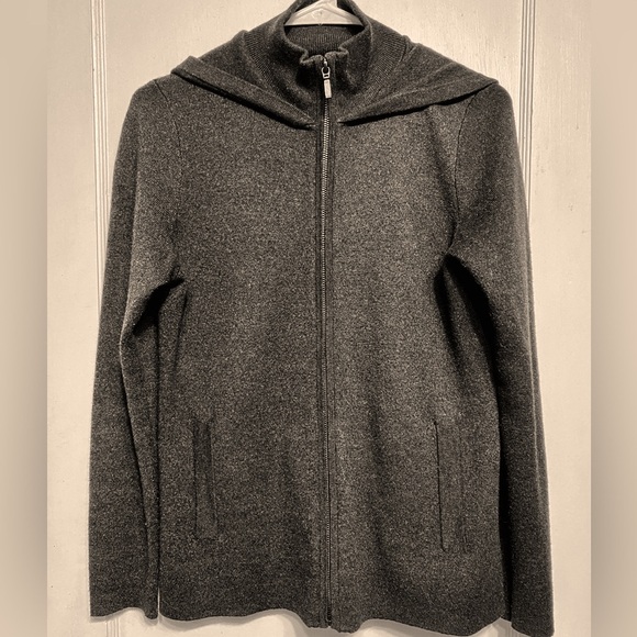 Cynthia Rowley Charcoal Gray Grey Knit Full Zip Hooded Cardigan Sweater Jacket S - Picture 8 of 16